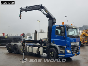 Camião polibenne, Camião grua DAF CF 400 8X2 Damaged Crane + chassis HIAB 211 E-3 Hipro VDL 20T hook Euro 6: foto 4