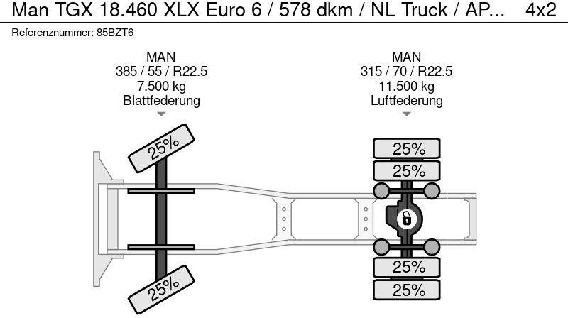 Tractor MAN TGX 18.460 XLX Euro 6 / 578 dkm / NL Truck / APK TUV 04-25: foto 20