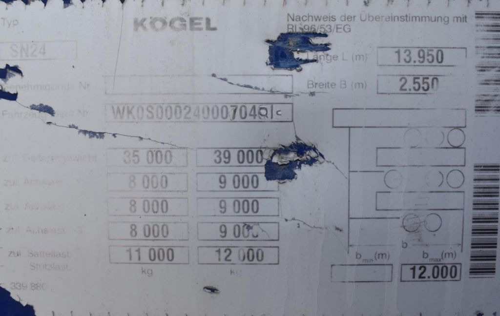 Semi-reboque plataforma/ Caixa aberta Kögel SN 24 LL/Plattform,SAF,Liftachse,Wabco,Jost,ADR: foto 16