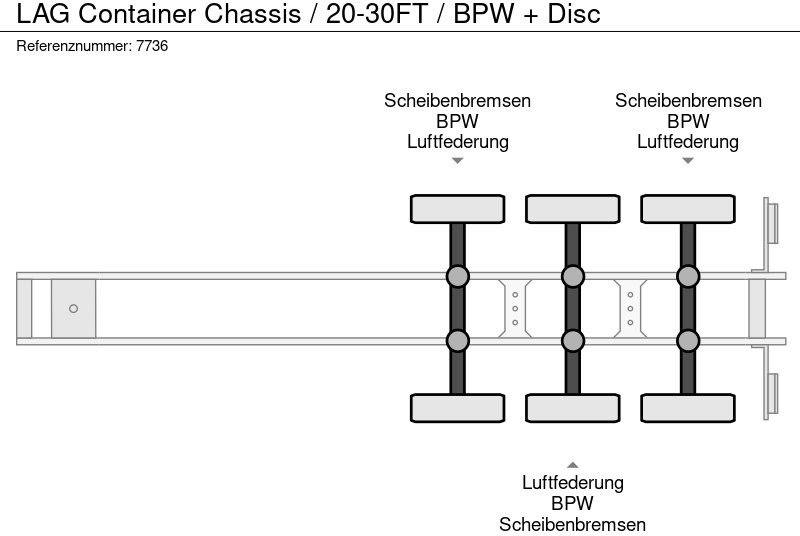 Semi-reboque transportador de contêineres/ Caixa móvel LAG Container Chassis / 20-30FT / BPW + Disc: foto 9