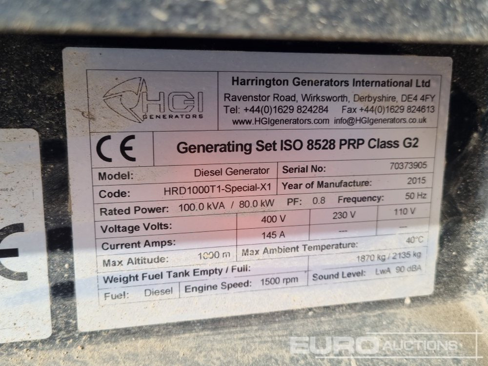 Gerador elétrico 2015 HGI 100kVA Generator, Perkins Engine: foto 24